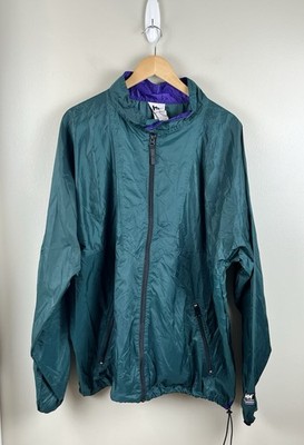 Helly Hansen Vtg Jacket Mens XL Full Zip Green Nylon Lightweight Packable