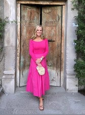 Tuckernuck Cameran Eubanks Marissa Pink Off The Shoulder Tiered Midi Dress S