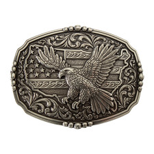 Nocona Men's Rectangle American Flag Eagle Belt Buckle 37944