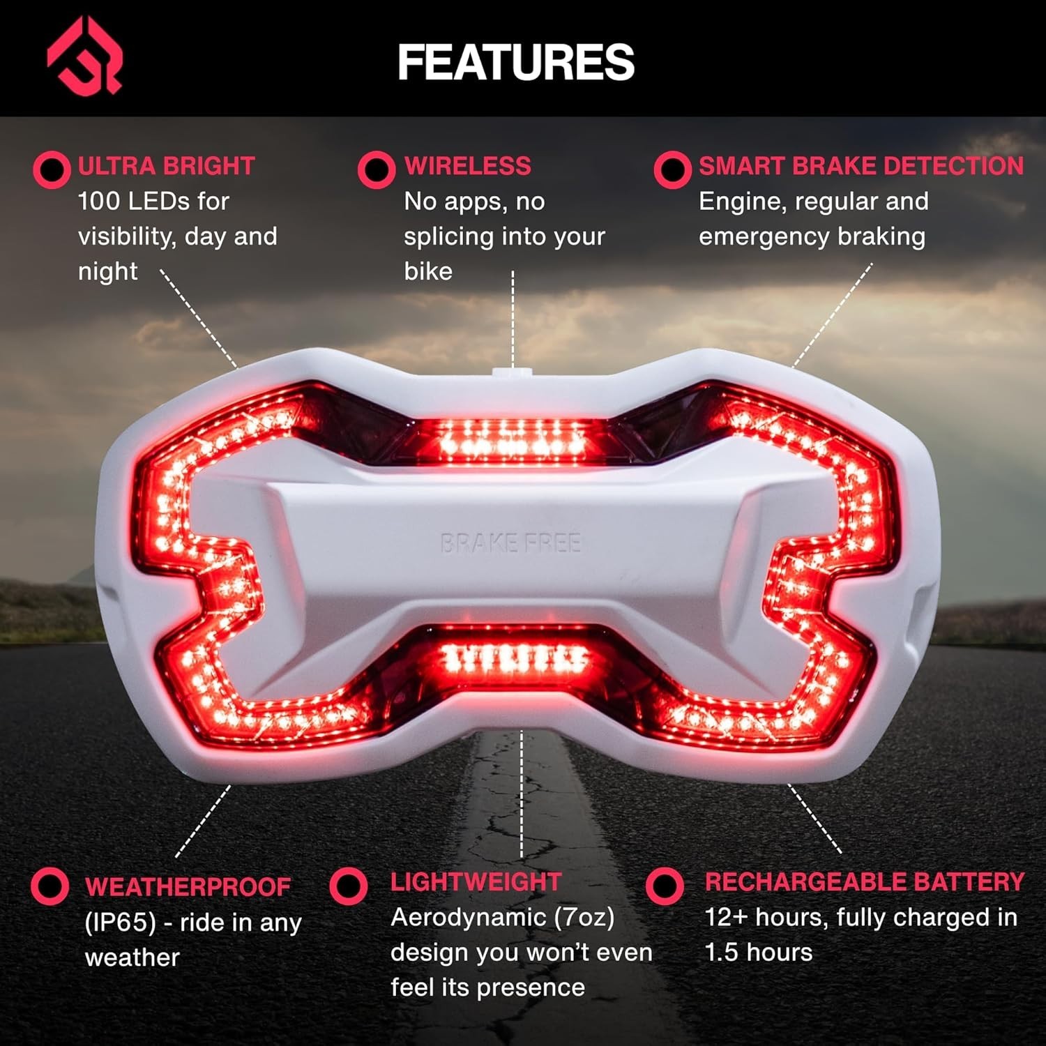Brake Free Smart Wireless LED Motorcycle Helmet Light