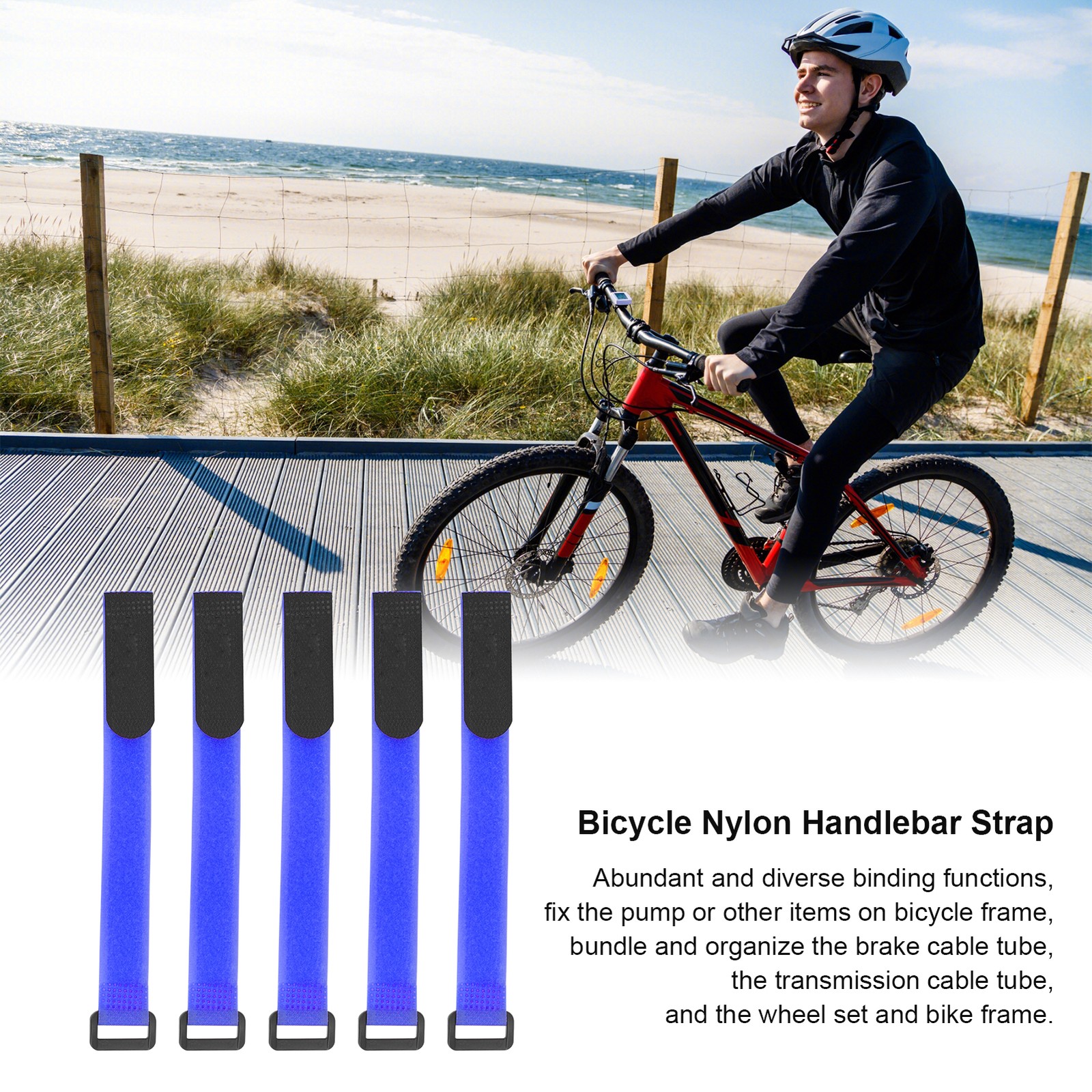 (blue) 02 015 Bike Storage Strap 5 Pack Multipurpose 9.8in Straps BA