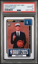 2025 PANINI INSTANT NBA DRAFT NIGHT #1 COOPER FLAGG ROOKIE RC PSA 10