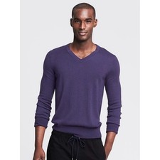 Banana Republic  Men's Silk /Cotton /Cashmere V-Neck Sweater in Purple Fog L