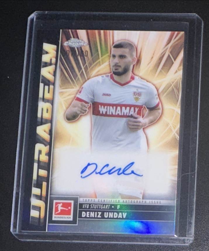 2025 DENIZ UNDAV 007/100 AUTO TOPPS CHROME BUNDESLIGA ULTRABEAM AUTOGRAPHS GOLD