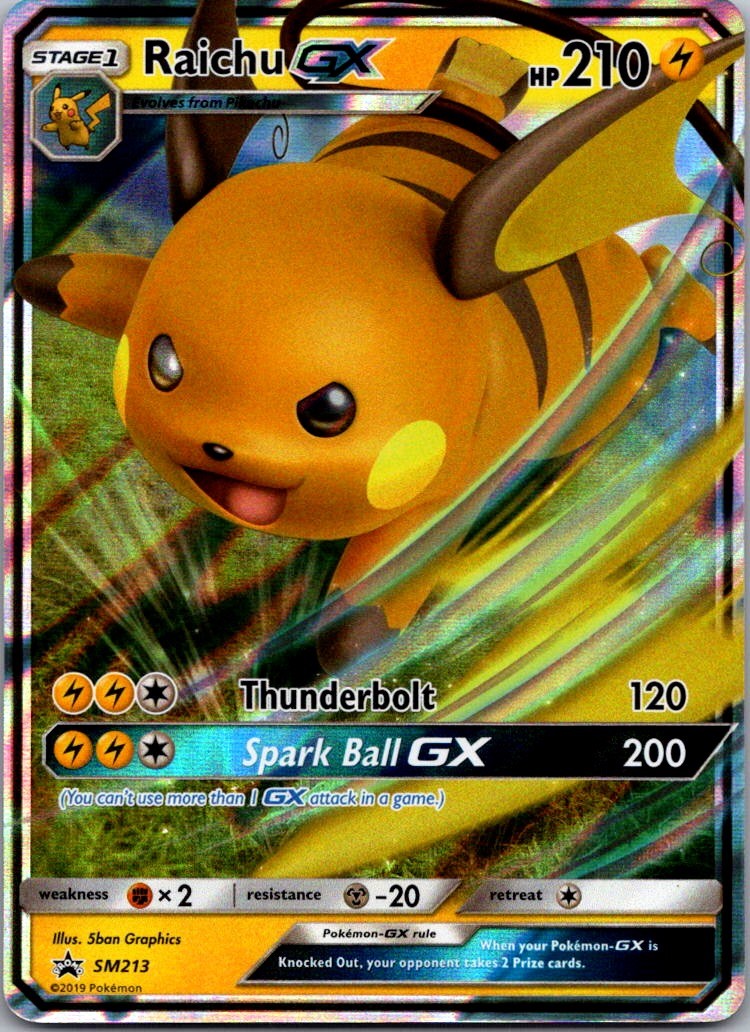 Raichu GX - SM213 Holo Promo Sun & Moon Promo Pokemon Near Mint