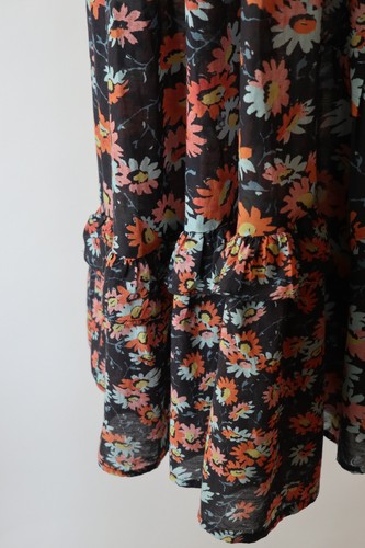 Maxi abito donna Sundance blu navy floreale a strati con volant cottagecore romantico boho XS - Foto 14 di 24