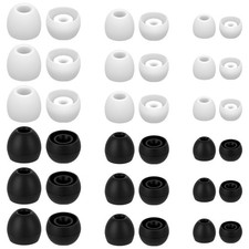 18 Pair Silicone Ear Bud Replacement, Soft Earphones Small, White, Black