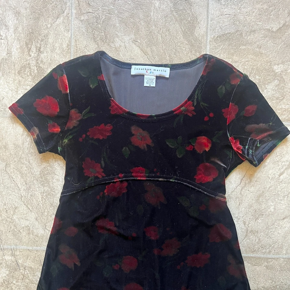 Maxi Vestido De Colección Y2K Jonathan Martins Niñas Terciopelo 10 Oscuro Moody Floral Capricho Foto 2 de 4