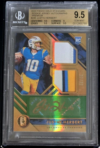 Justin Herbert Gold Standard Rookie Auto RPA 22/22 FOTL  BGS 9.5 (4 Color Patch)