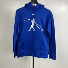 Nike Baseball Thermafit Hoodie Small Blue Pullover Sweatshirt Swoosh