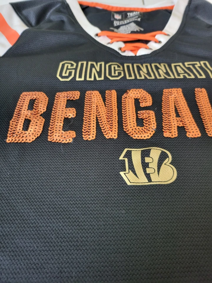 Women Jersey Shirt size SMALL Cincinnati Bengals Sequin NFL 1st & Fashion - Image 2 of 4