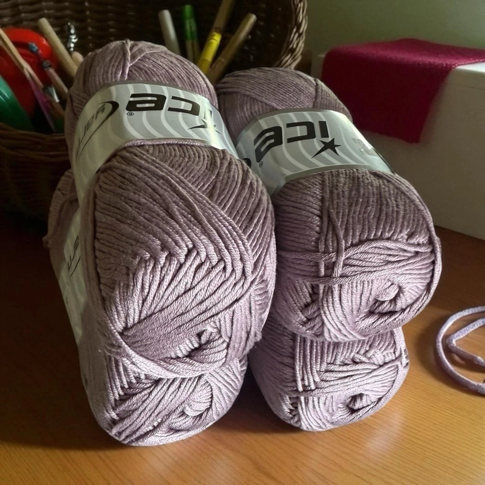 Lote de 4 hilos sedosos bebé algodón ligero bambú 4x100g/225m granate claro Foto 3 de 4