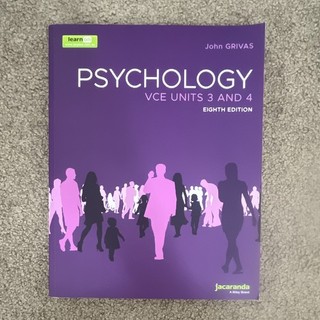 Jacaranda Psychology VCE Units 3 & 4 8th Ed John Grivas Paperback