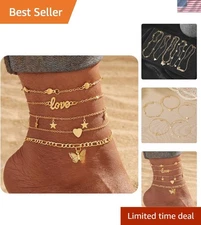 Multi-Style Women’s Gold Anklet - Water-Resistant Beach Accessories for Summer