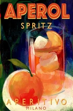 Aperol Spritz Aperitivo, Milano Vintage Drink Poster Prints