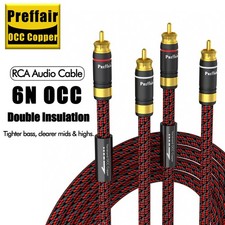 Preffair Pair Audio Stereo Subwoofer Cable RCA Male Plug Gold Plated Connectors