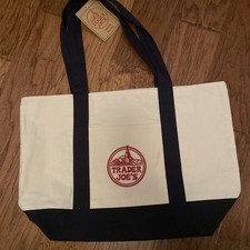 Trader Joe  s Bag Canvas Reusable Heavy Cotton Basic Style Shopping Navy Large
