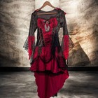 Spirit Halloween Gothic Vampire Dress Adult Medium • Red Black Lace High Low
