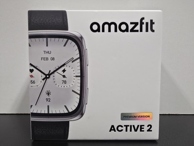 amazfit Active 2 Square Black Leather Premium Edition Smart Watch NEW/SEALED