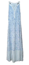 Women's Old Navy White With Blue Floral Design Maxi Sundress Size Small