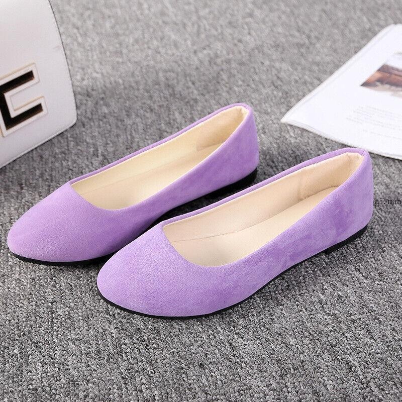 Zapatos de salón planos de gamuza bailarina de ballet Dolly para mujer sandalias talla sin cordones
