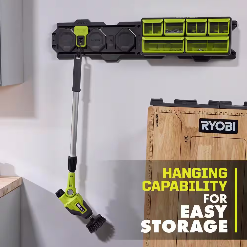 RYOBI USB Lithium Telescoping Power Scrubber Kit – 2Ah Battery, Charger & Hex