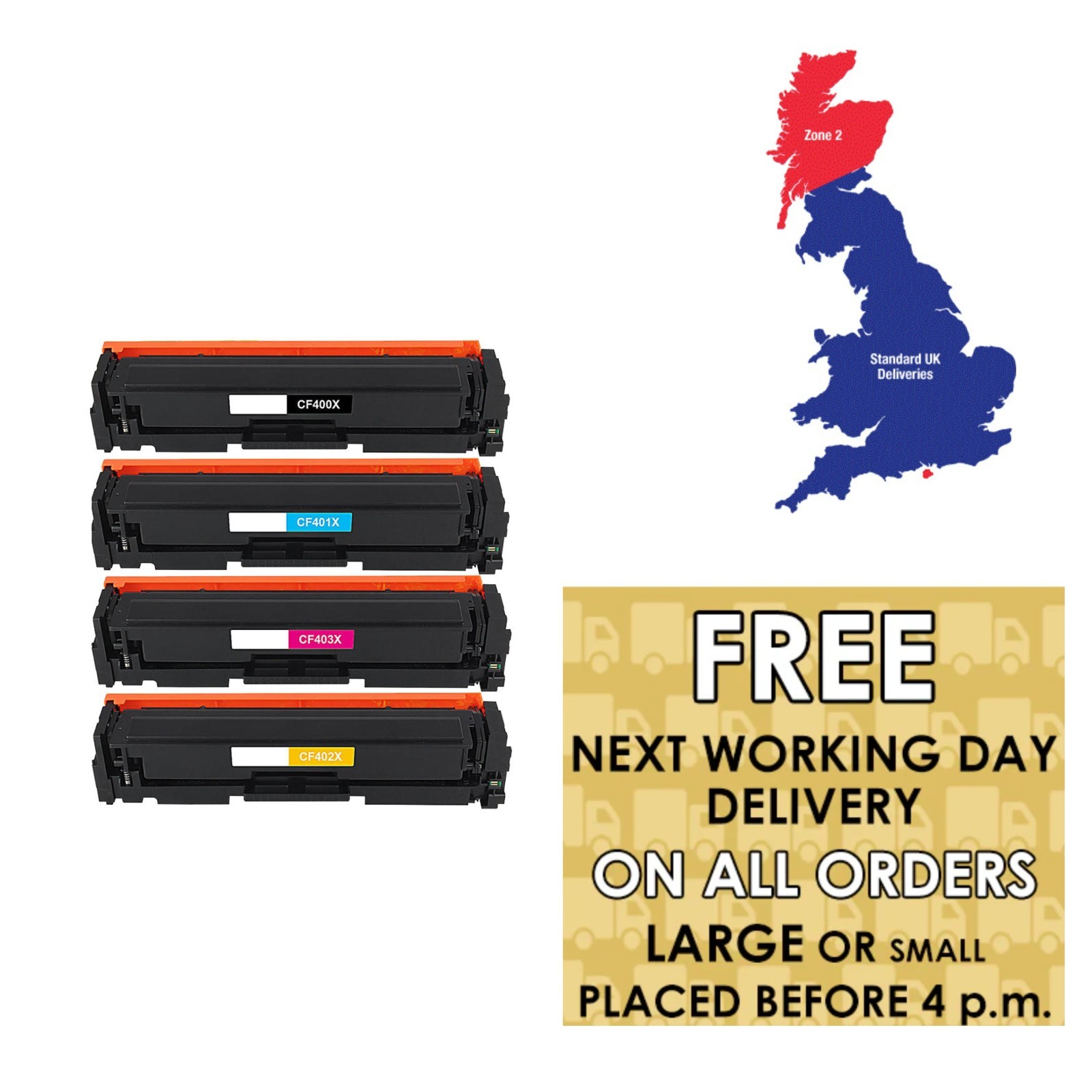 Toner for HP 201X Laserjet Pro CF400X Cartridges Compatible Full set of 4