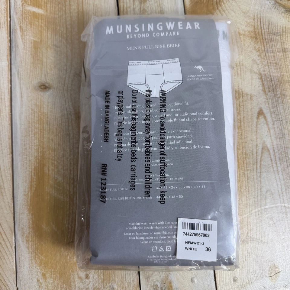 Paquete de 3 calzoncillos de tiro completo Munsingwear para hombre talla 36 bolsa canguro descontinuada Foto 2 de 4