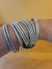 Swarovski Slake Grey 2 in 1 Suede Wrap Bracelet 5181989 M Pre Owned