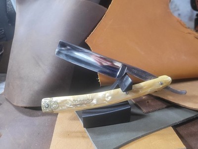 F.A. Clauberg's Tonsorial Gem, Germany Straight Razor With Dovo Scales