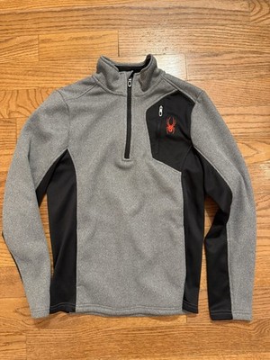 Spyder Men's S Gray/Black Colorblock 1/4 Zip Mock Neck Pullover Sweatshirt