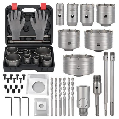 Professional 39PCS Concrete Hole Saw Kit with SDS Plus & Max Shank, 30/40/50/...