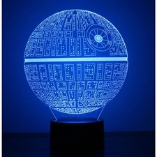 3D Illusion Death Star Lamp Acrylic LED Night Light Micro USB Table Desk Lamp