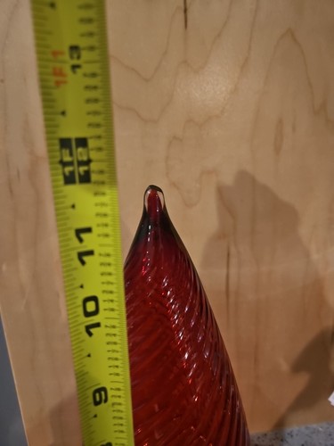 VINTAGE RUBY RED EART GLASS SWIRL LIGHT GLOBE Fixture - Picture 12 of 13