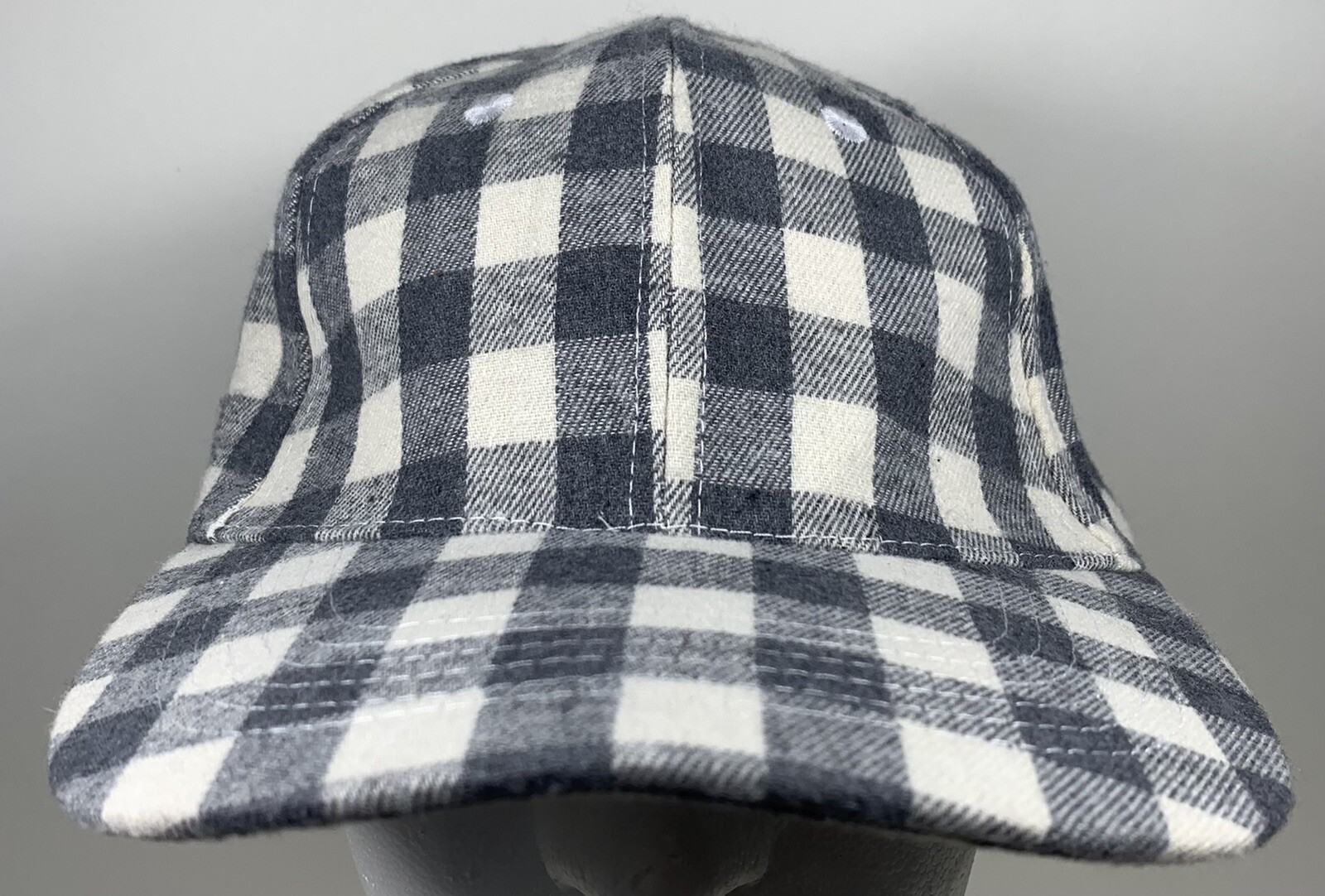 Checkered Blank Hat Gingham Checked Pattern Gray … - image 1