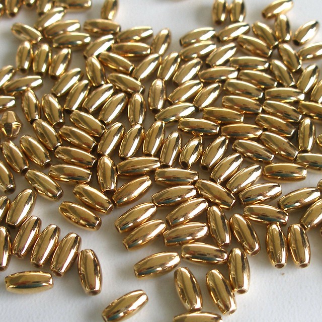 Pearl Gold Oat/Rice 3mm x 6mm Acrylic/Faux/Plastic Beads 60 or 500