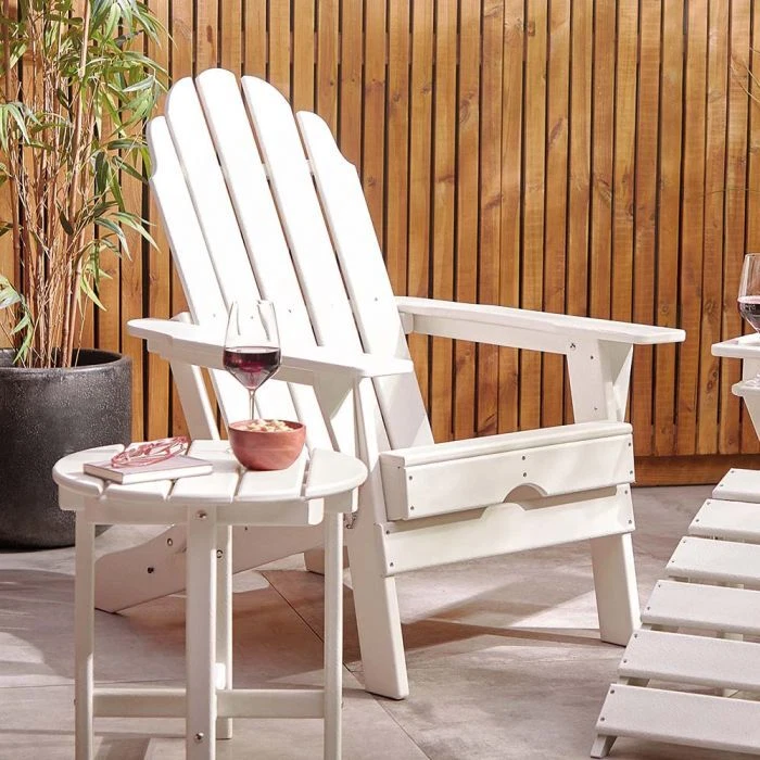 Ex Display White Folding Adirondack Chair Garden Outdoor Patio Furniture