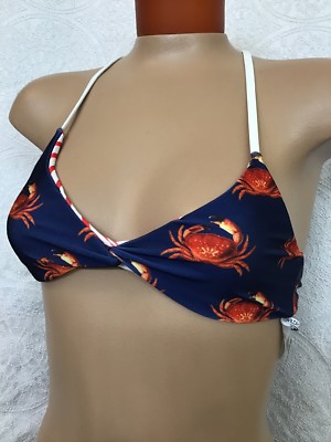 Wildfox Navy Crab Print Reversible Two Stripes Bikini Size XS | eBay