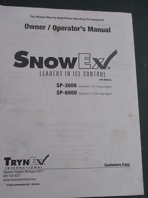 SNOW-EX SP-3000 SP-6000 Salt Spreader Operation & Maintenance Manual 
