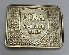 Vintage BRASS "NRA 2 MILLION CLUB" BELT BUCKLE 2.75 X 2.25  