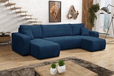 Ecksofa mit Schlaffunktion und Bettkasten Cordstoff, Schlafsofa, U-Form Eckcouch