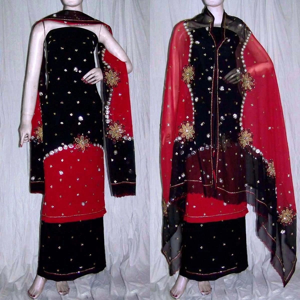 Plain dress material top with heavy dupatta