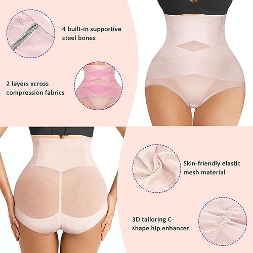 Cross Compression Shaping Pants Women High Waist Panties Body Shaper Abs Slim - Picture 5 of 19