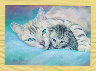 Мodern postcard Blue-eyed cats Artist Lucie Bilodeau 