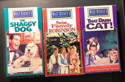 Disney Classics The Shaggy Dog That Darn Cat Swiss Family Robinson 3x VHS