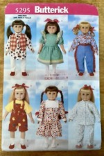 1997 BUTTERICK Pattern 5295, Doll Clothes, 1 SZ-18 Girl Doll, 6 Outfits, Cut