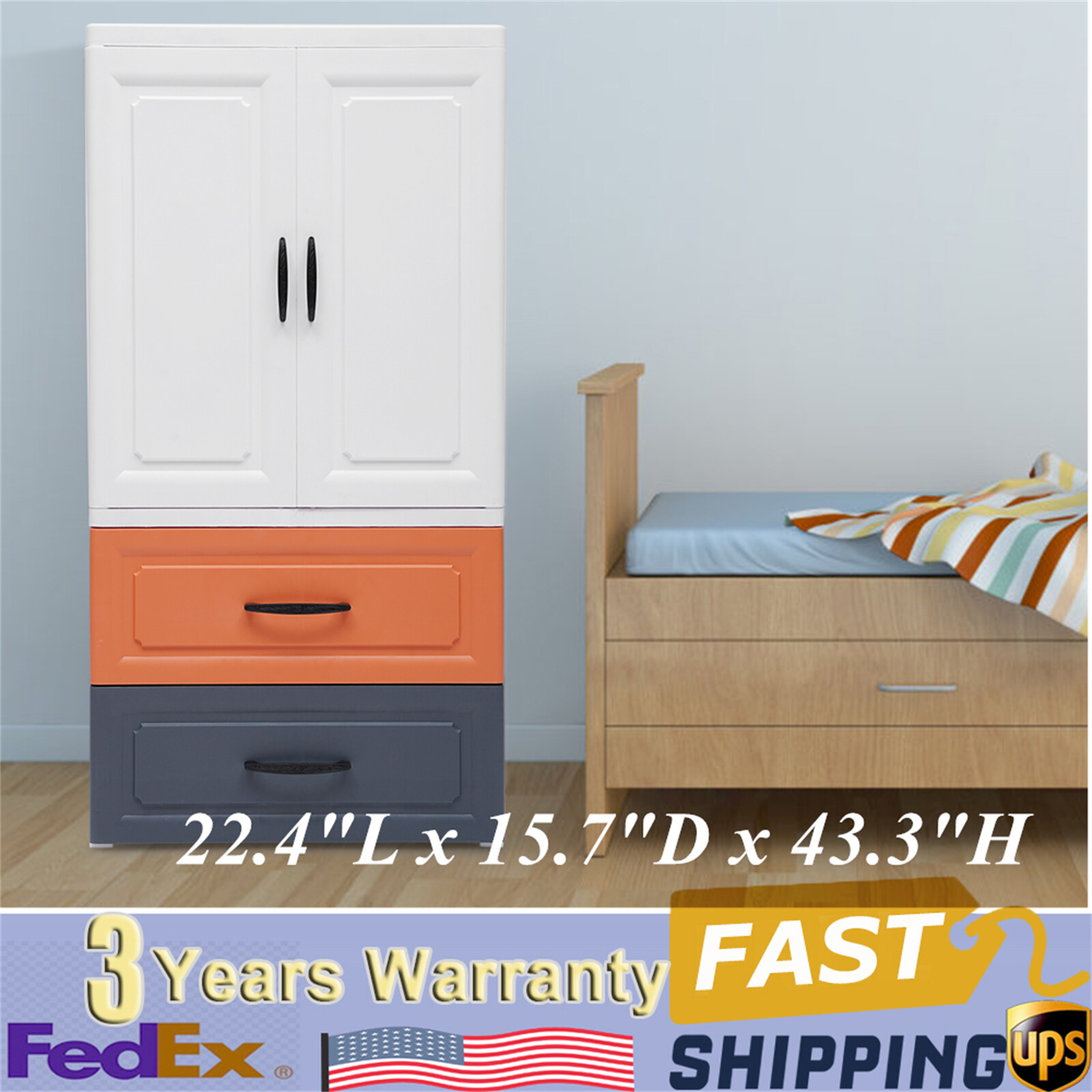 3 Tier 2-Drawer Dresser for Bedroom Storage Cabinet Locker Organizer