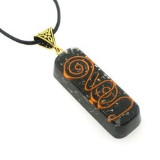 Black Tourmaline Orgone Chokurei Pendant Gold OR Silver  FREE Gold Chain EMF 5G