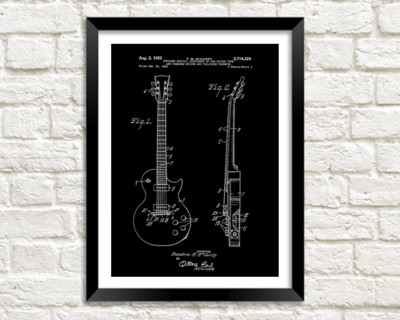 GUITAR PATENT PRINT: Gibson Les Paul Blueprint Poster | eBay