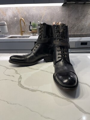 Alfredo Bannister Japan Engineer Boots Leather Strap Buckle Sz8